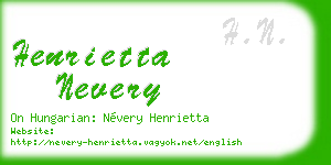 henrietta nevery business card